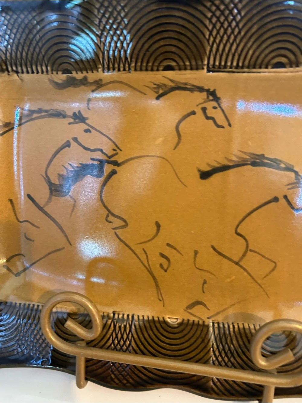 Completely Kentucky pottery horse Decorative Ceramic Platter, Kentucky derby